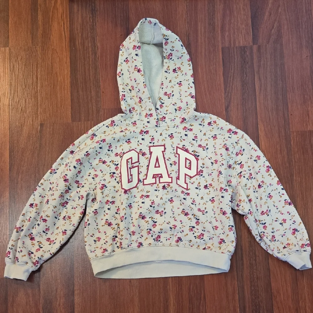 GAP Kids Floral Hoodie Cream Pink Cozy Sweatshirt Size 12 XL